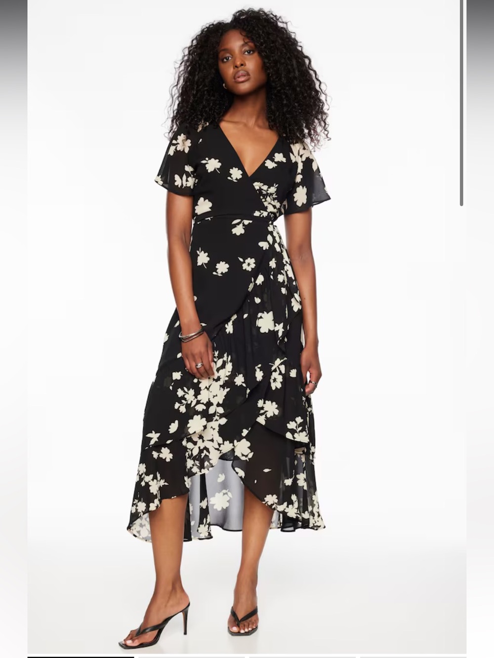 DYNAMITE Ruffled Wrap Midi Dress
